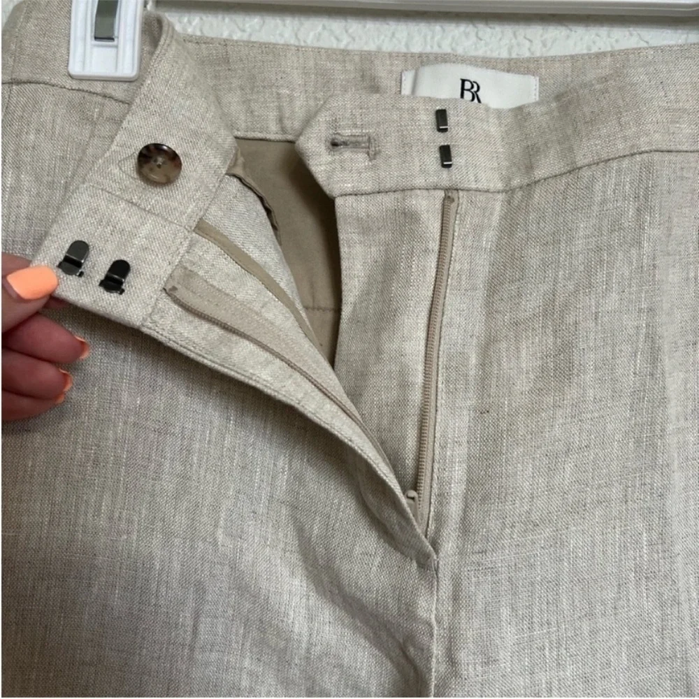 Banana Republic Lina Slim Ankle Linen Pants Neutral Cream Workwear 6P NWT